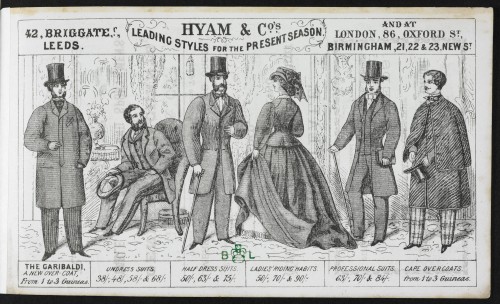 Advertisements such as this, for Hyam & Co (1870s), used images of men that promoted the idea of a respectable Victorian gentleman. 