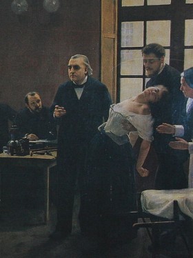 Détail du tableau d'André Brouillet : Une leçon clinique à la Salpêtrière, 1887)